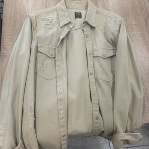 Zara Men's Beige Distressed Jacket
